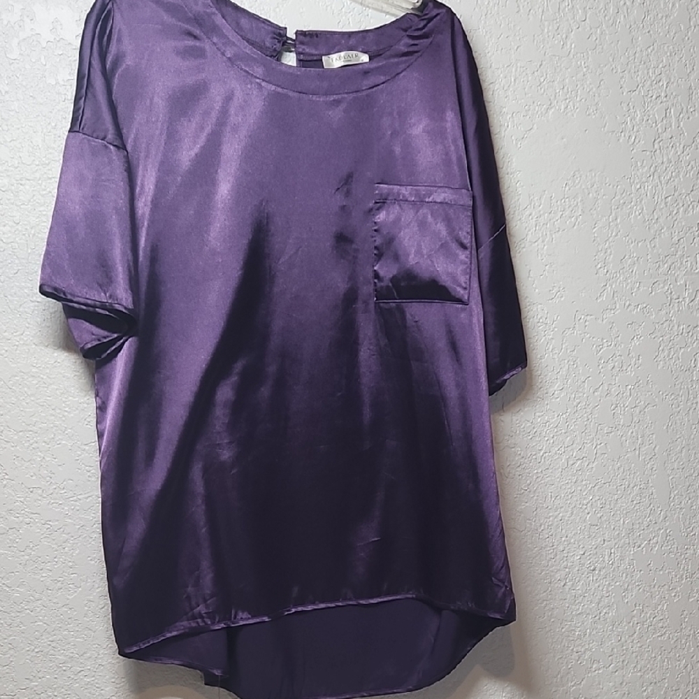 Elegant Purple Satin Women's Top